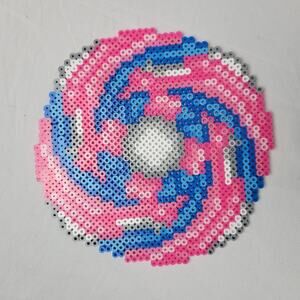 Trans Pride Circular Perler Bead Pixel Art